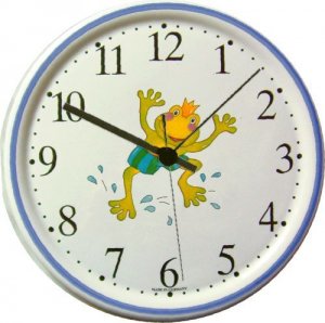 Keramik Wanduhr KIndermotiv Frosch mit Krone Quarzuhr