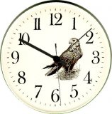 Keramik Wanduhr mit Tiermotiv Vogel Motiv Bussard Quarzuhr