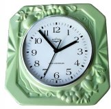 Keramik Küchenuhr "Relief Früchten, hellgrün" mit Funkuhr