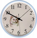 Keramik Katzenmotiv Uhr Katze,weiß Quarzuhr
