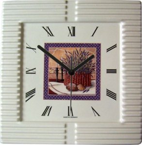 Keramik Wanduhr (Motiv Heilkräuter) Lilarand
