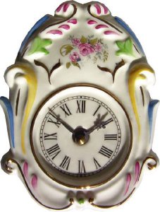 Porzellan Wanduhr, Pinkrosen hängend, Quarzuhr
