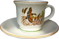 Kaffeetassen mit Untertassen Wildvogel Motive sortiert 6-er Set