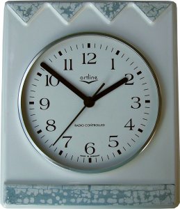 Keramik Küchenuhr marmoriert Silberlüster glänzend Funkuhr