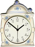 Keramik Kaffeemühlen Uhr "Hellblaue Blumen Hellblauzierung" Funk