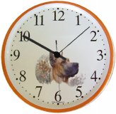 Keramik Wanduhr Artline Hund Uhr Dog Orangerand, Quarzuhr