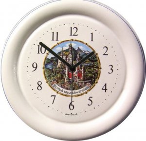 Souvenir Uhr Städtemotiv kleine runde Neuschwanstein Quarzwerk