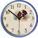 Hund Uhr Motiv Bernhardinerl Blaurand Keramik Wanduhr Quarzuhr