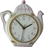 Keramik Kaffeekannen-Uhr"Vier kleine Vogel" Funk