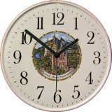 Souvenir Uhr Städtemotiv kleine runde Neuschwanstein Quarzwerk