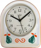 Keramik Küchenuhr Dekor "Olympia" orange-grün sortiert Funkuhr