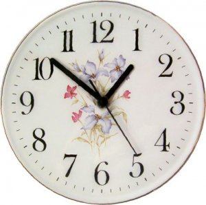 Keramik Wanduhr Schilf mit Goldrand Quarzuhr