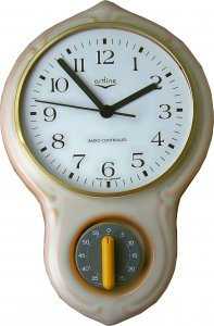 Küchenuhr mit Kurzzeitmesser hellorange Funkuhr