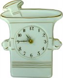Keramik Küchenuhr Mörserform Gold handbemalt,Quarzuhr