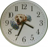 Keramik Wanduhr Beige Labrador Grünrand Quarzuhr