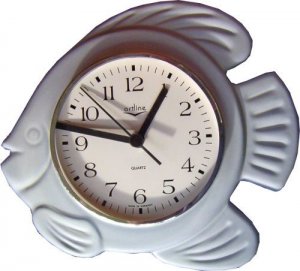 Keramik Küchenuhr Fisch-Blau Funkuhr made in Germany