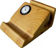Kieferholz Tischuhr liegend mit Seiko Quarzuhr & Papierhalter