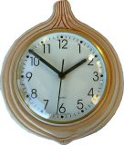 Keramik Küchenuhr "Zwiebelform rot-braun" Quarzuhr