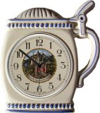 Keramik Souvenir Uhr Motiv Bierkrug Motiv Neuschwanstein Quarzu
