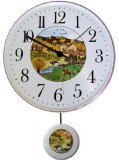 Keramik Wanduhr (Motiv Frühling) mit Pendel