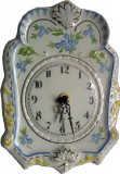 Porzellan Wanduhr kleine blaue Blumen, Quarzuhr