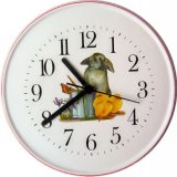 Keramik Wanduhr für Ostern (Motiv Hase mit Kücken)