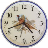 Wanduhr Tiermotiv Fasanenpaar fliegend, Blaurand, Quarzuhr