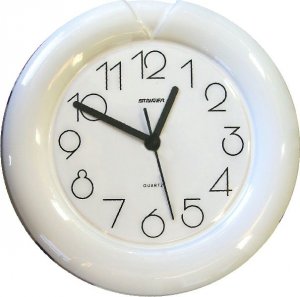 Keramik Wanduhr rund, weiß, Staiger Quarzuhr
