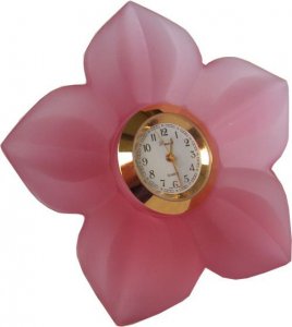 Kristall Blumenuhr pink satiniert