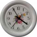 Keramik Wanduhr kleine runde English Garden Blumendekor Quarz