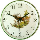 Keramik Wanduhr Artline rund Hirsch klassisch, Grünrand, Quarzu