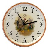 Keramik Wanduhr Motiv Huhn mit Küken am Bauerhof Quarzuhr