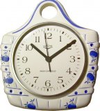 Keramik Salzfaß-Uhr Zwiebeldekor Blauzierung Funkuhr
