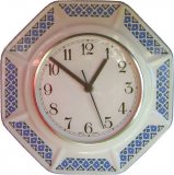 Keramik Küchenuhr "Blaudekor" Blaurand, Funkuhr