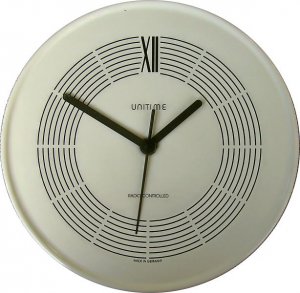 Unitime Keramik weiße runde Uhr mit Kreisen Funkuhr