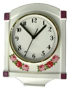 Keramik Pendeluhr "Indian Tree" m.Gold, handbemalte rote Ecken/P