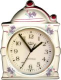 Keramik Kaffeemühlen Uhr "Lila Blumen"