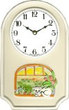 Keramik Wanduhr Motiv Katze im Fenster handbemalt Quarzuhr
