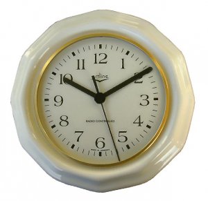 Keramik Küchenuhr artline weiß Funkuhr mit Chromlünette