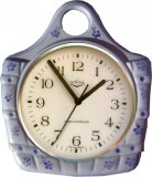 Keramik Salzfaß-Uhr Blaublumen .handgemalt Funkuhr