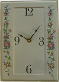 Keramik Wanduhr länglich Rosenbänder, Goldzierung fehlerhaft Qu