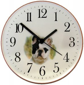 Keramik Wanduhr französischer Bulldog Quarzuhr