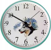 Keramik Hundhr Uhr Husky Türkisrand Quarzuhr