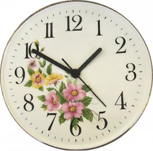EVIT Uhren: Keramik Wanduhr Blumenstrauß Goldrand handgemalt Quarzuhr