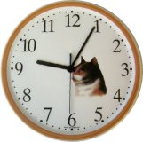 Keramik Katzen Uhr Katzenkopf braun-orange-weiß Quarzuhr